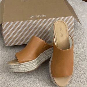Soludos cognac brown wedge sandals